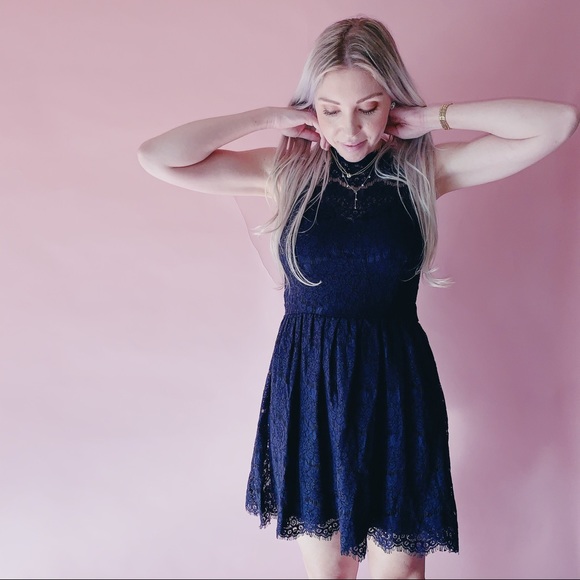 ✨SALE✨Navy Blue Lace Babydoll Dress - Picture 3 of 8